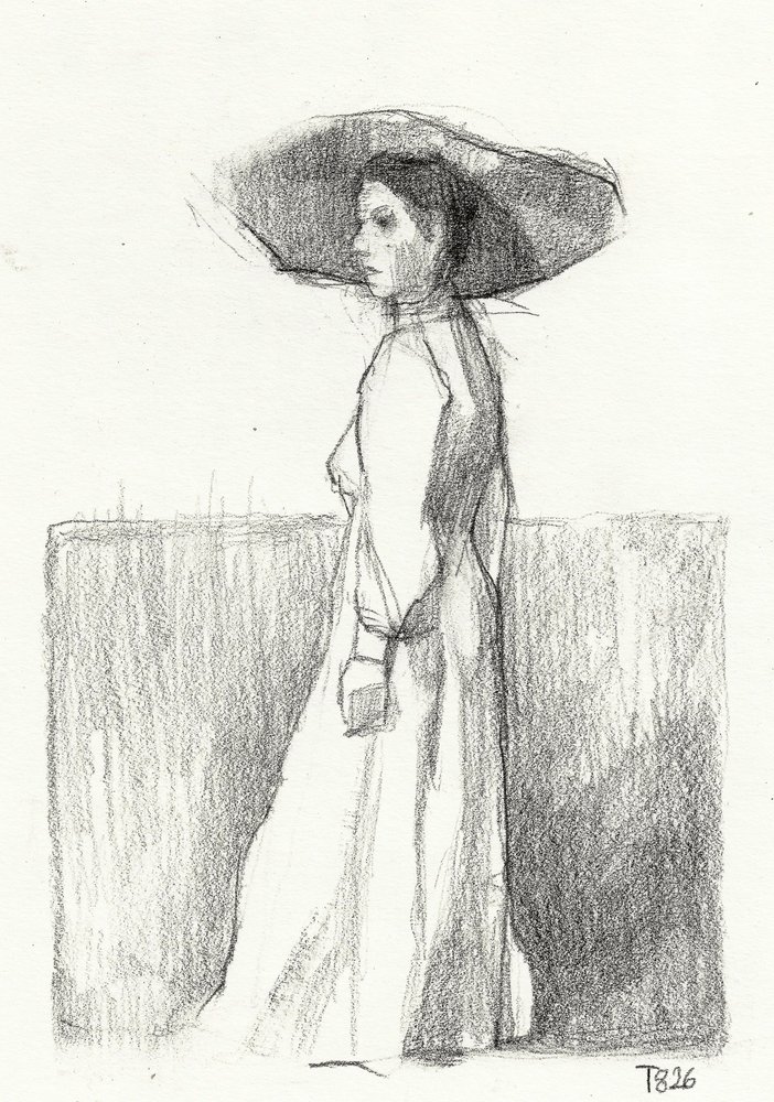 Schets van een elegante vrouw door Tore Bahnson