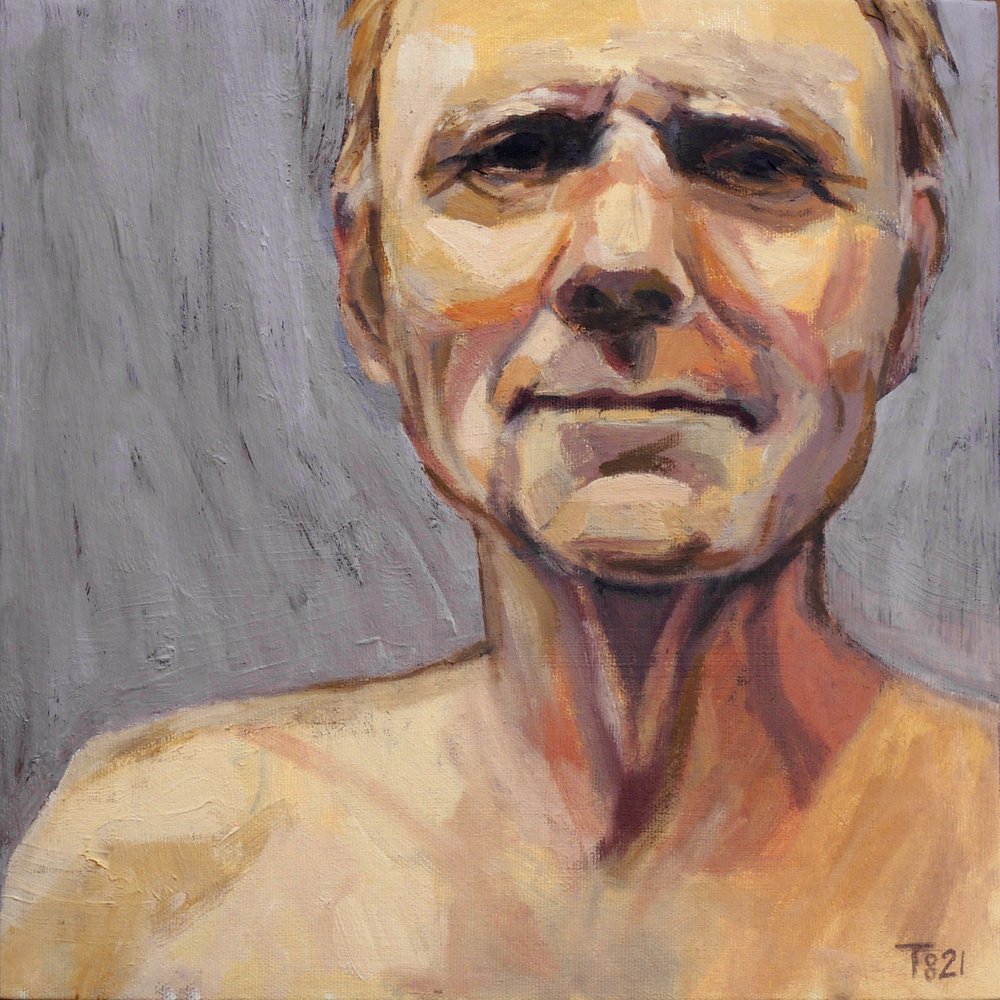 Portret van een peinzende man door Tore Bahnson