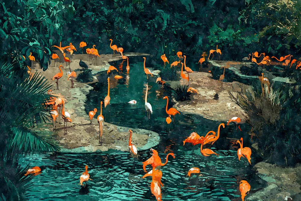Flamingo’s in de tropen door Uma Gokhale