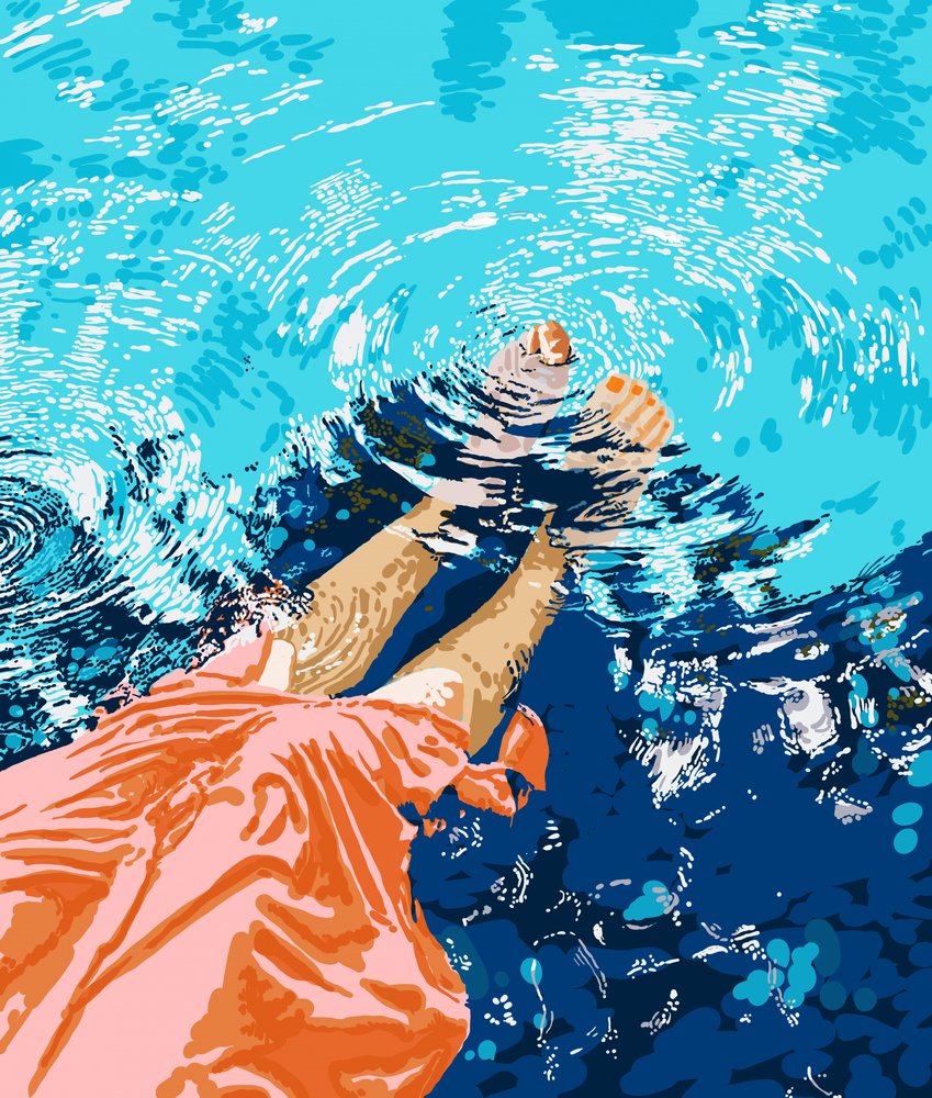 Zomer: ontspannen bij het zwembad door Uma Gokhale