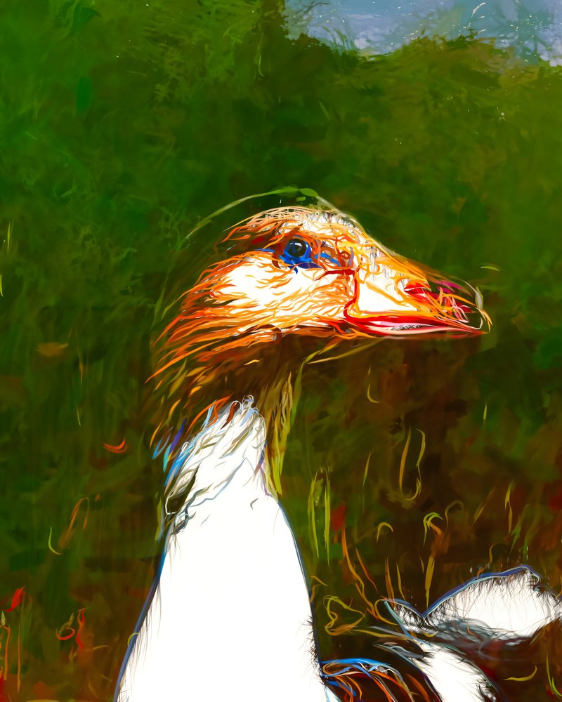 Levendig portret van een gans door Uma Gokhale