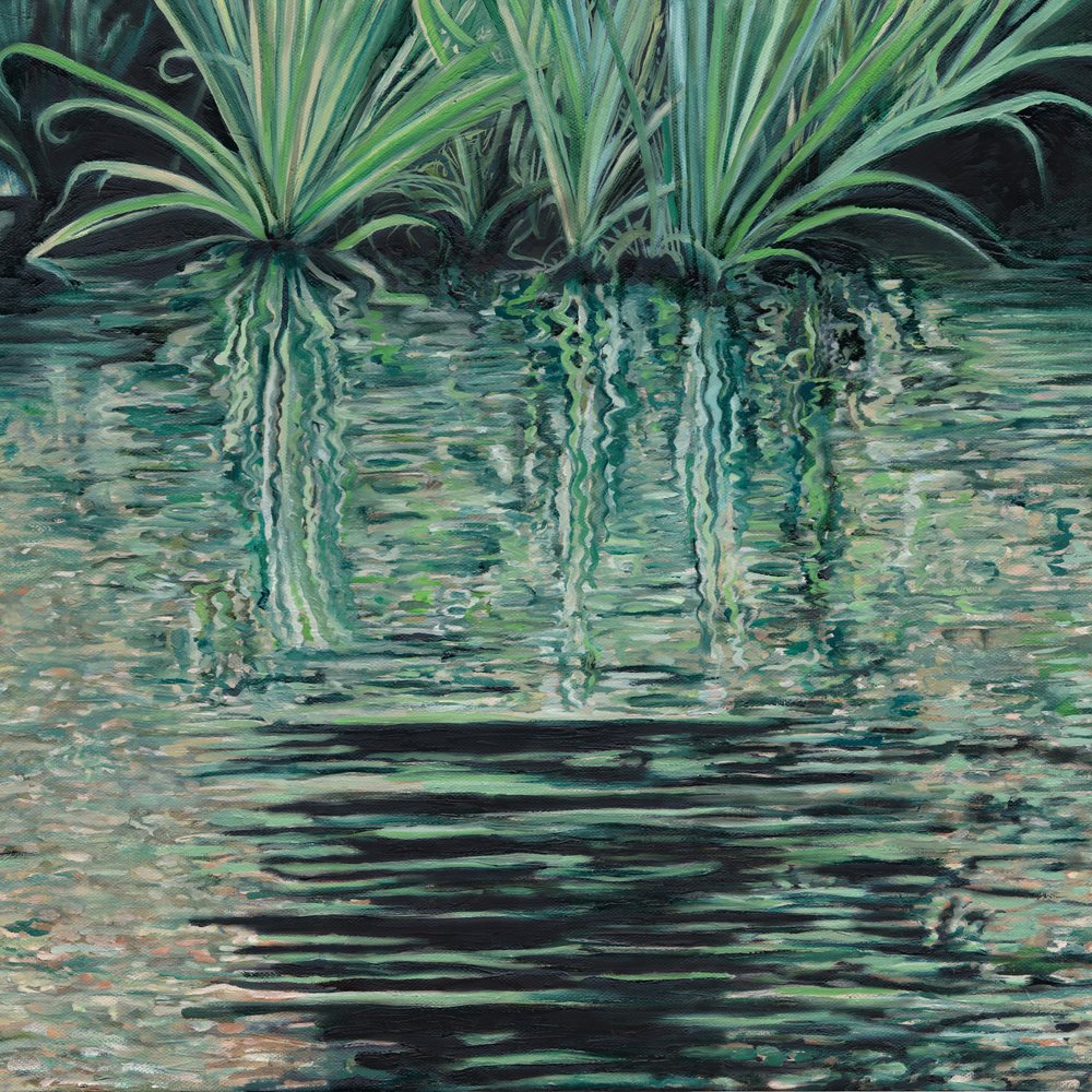 Groene waterweerspiegelingen door Viccy Wanliss