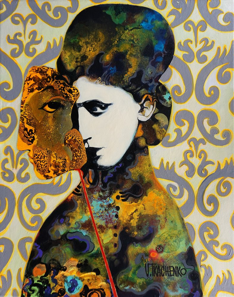 Mysterieuze vrouw met masker door Victor Tkachenko