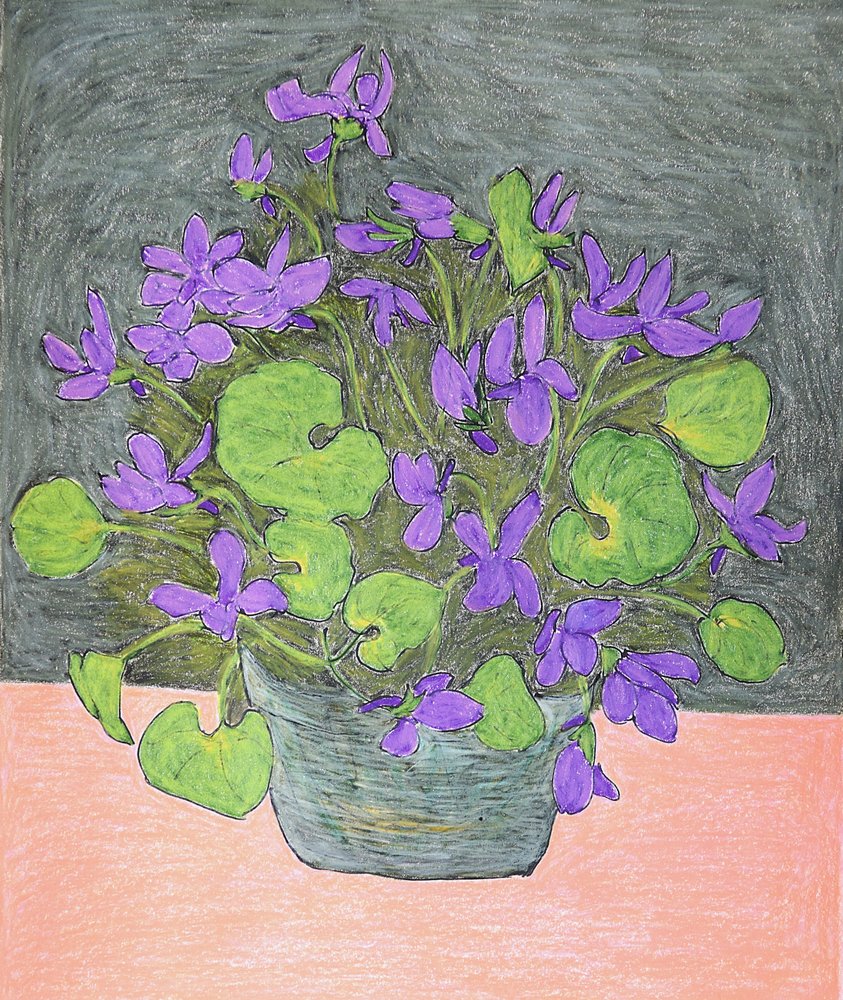 Paarse viooltjes in pot door Viktoriia Saunina