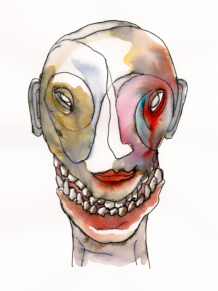 Portret met een verwrongen grijns door Wildemar Doomgriever