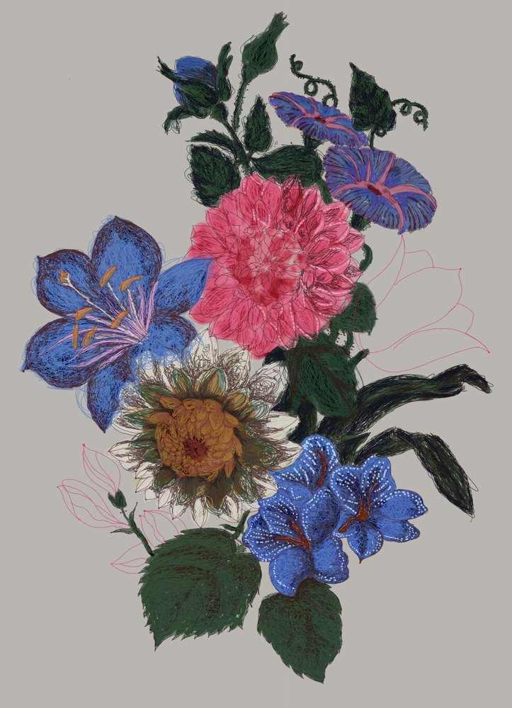 Levendige bloemenillustratie door XHOZUCAN