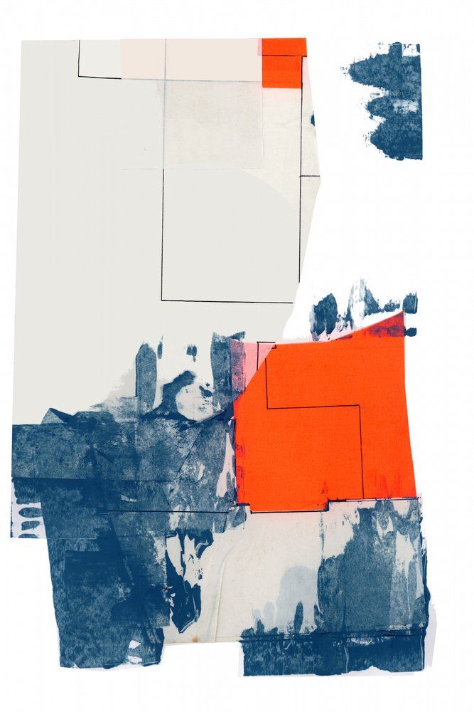 Abstract Blauw Oranje door cartissi
