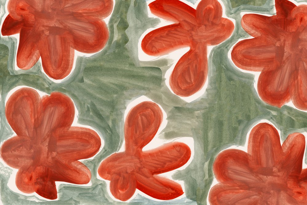 Abstract rood bloemenpatroon door cartissi