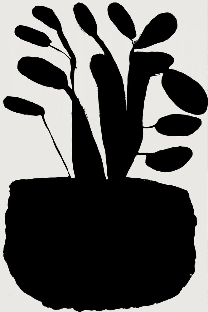 Zwart botanisch silhouet door cartissi