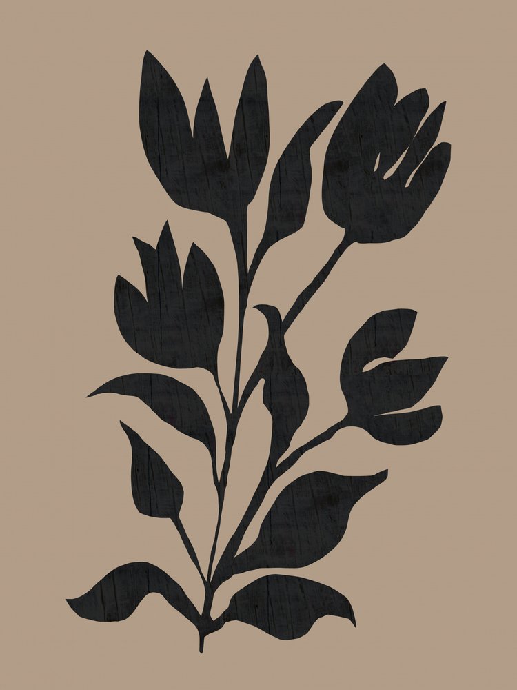 Zwart botanisch silhouet door cartissi