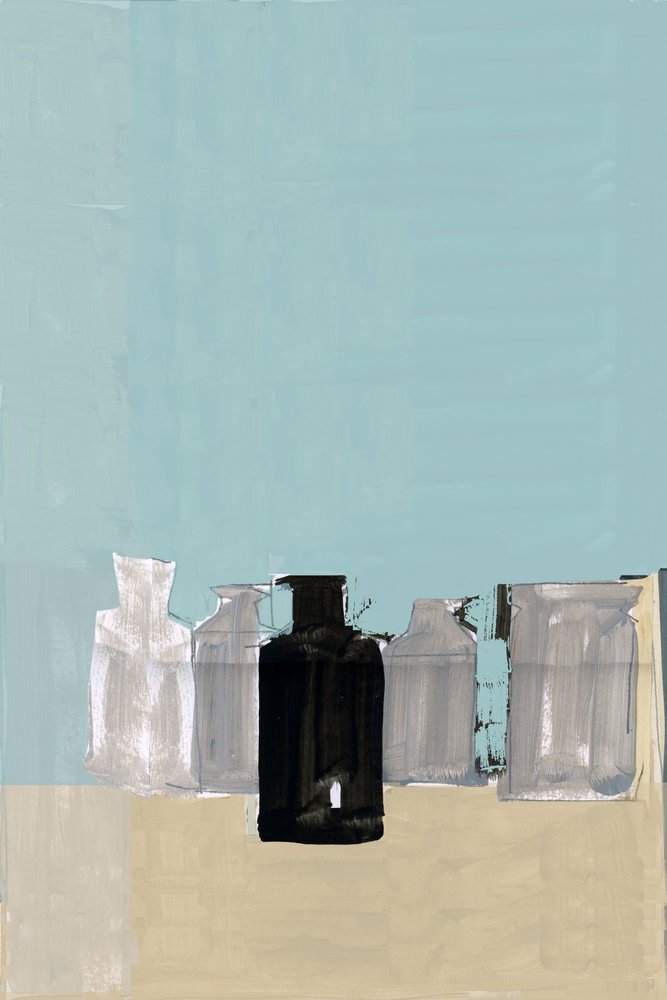 Stilleven met zwarte fles door cartissi