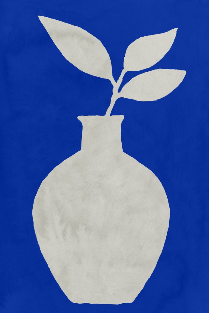 Blauwe botanische vaas door cartissi