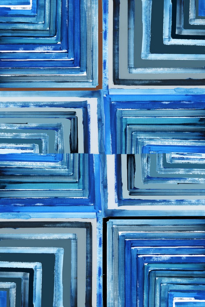 Blauwe geometrische stroming door cartissi