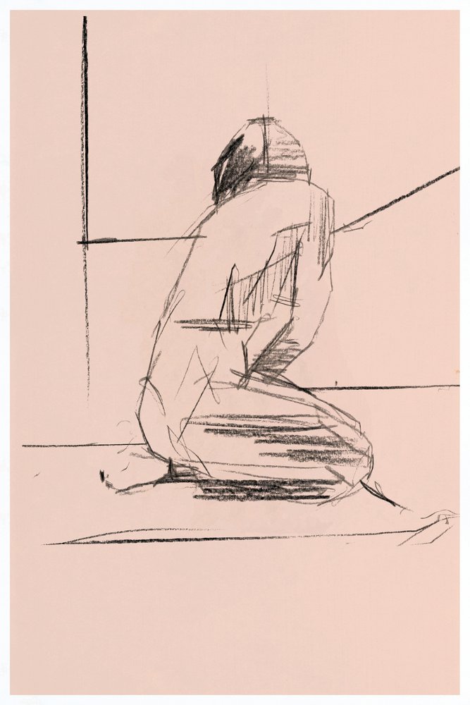 Contemplatieve knielende figuur door cartissi