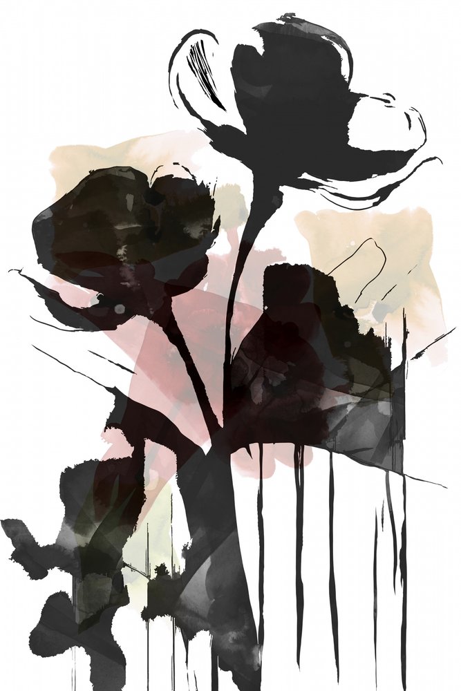 Donker bloemenmotief, abstract door cartissi