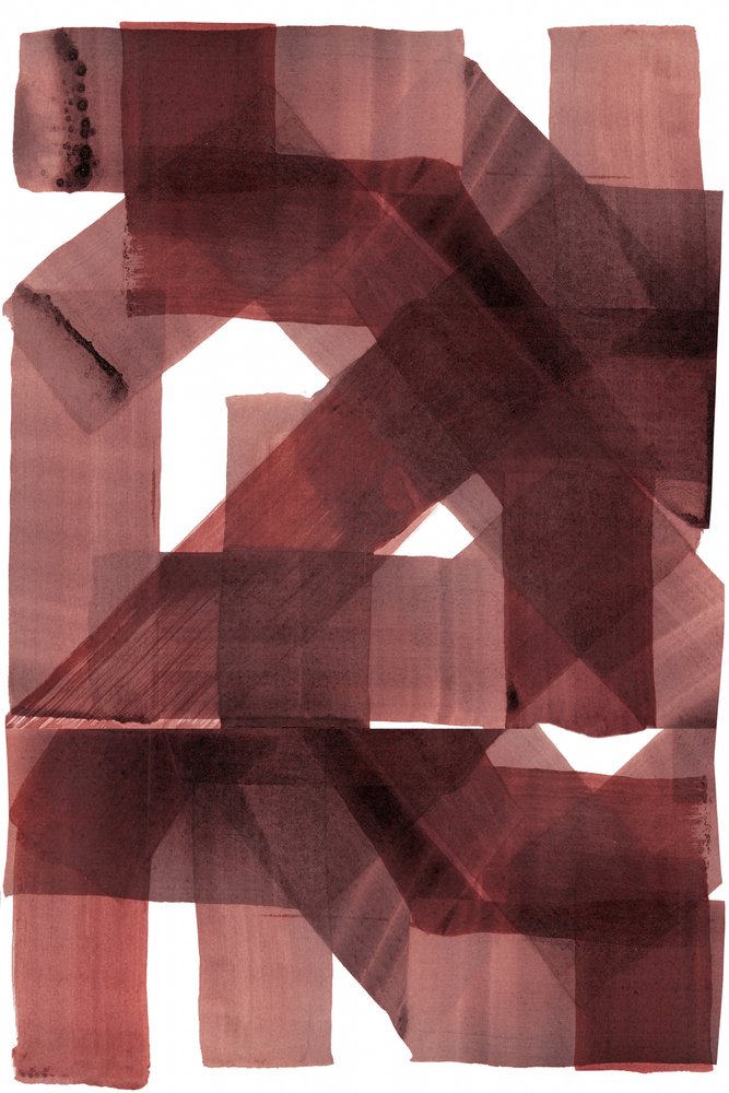 Gelaagde abstracte afbeelding in bordeauxrood door cartissi