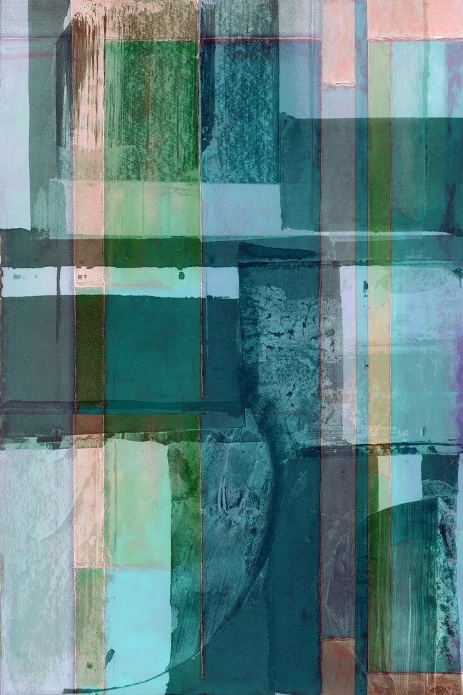 Gelaagde blauwgroene blokken door cartissi
