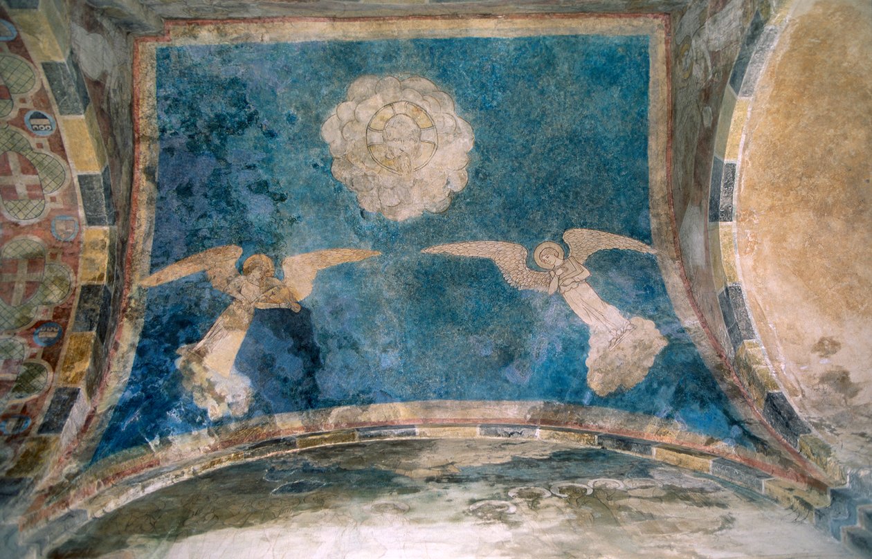 Engel fresco in de vestibule door Unknown