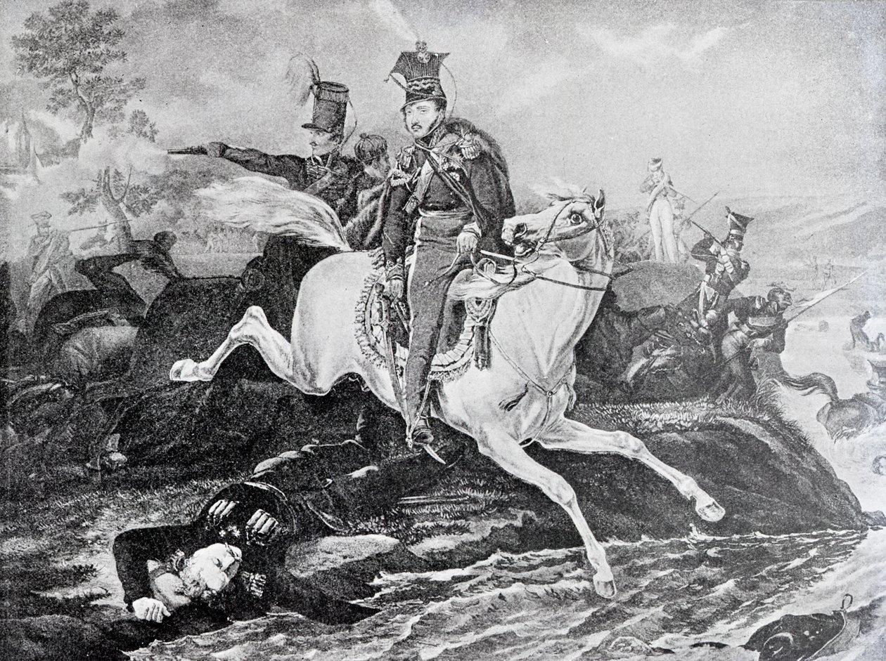 Dood van Józef Poniatowski in de Slag bij Leipzig, 1813 door Unknown