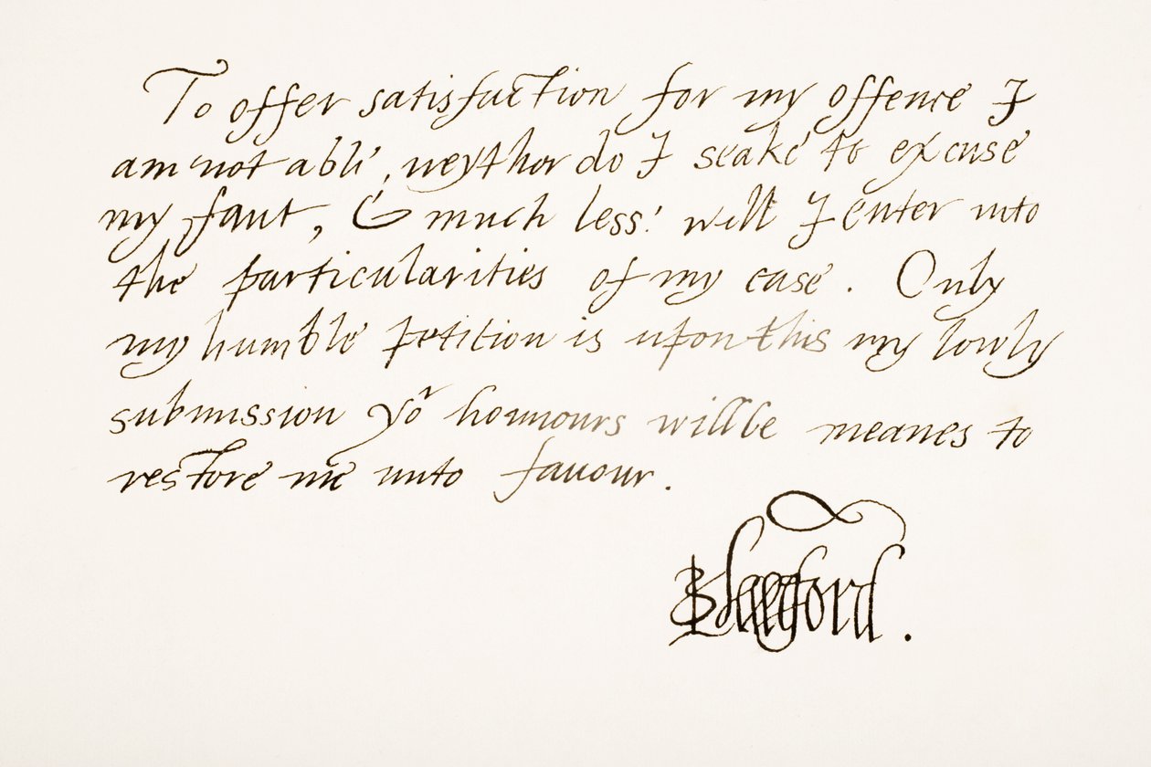 Edward Seymour, 1e graaf van Hertford, 1e baron Beauchamp, 1539 - 1621. Handschriftmonster en handtekening. door Unknown