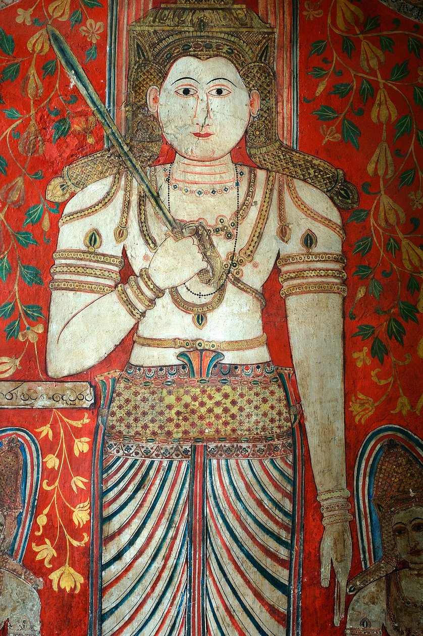 Muurschildering op de muren van de Kelaniya-tempel bij Kelaniya Vihara, een van de heiligste boeddhistische sites ongeveer zes mijl van de hoofdstad Colombo van Sri Lanka. 7 januari 2010. door Unknown
