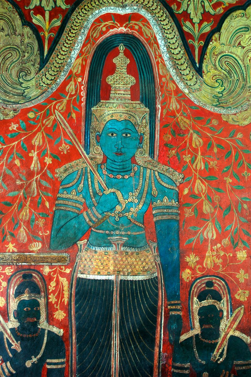 Muurschildering op de muren van de Kelaniya-tempel bij Kelaniya Vihara, een van de heiligste boeddhistische sites ongeveer zes mijl van de hoofdstad Colombo van Sri Lanka. 7 januari 2010. door Unknown