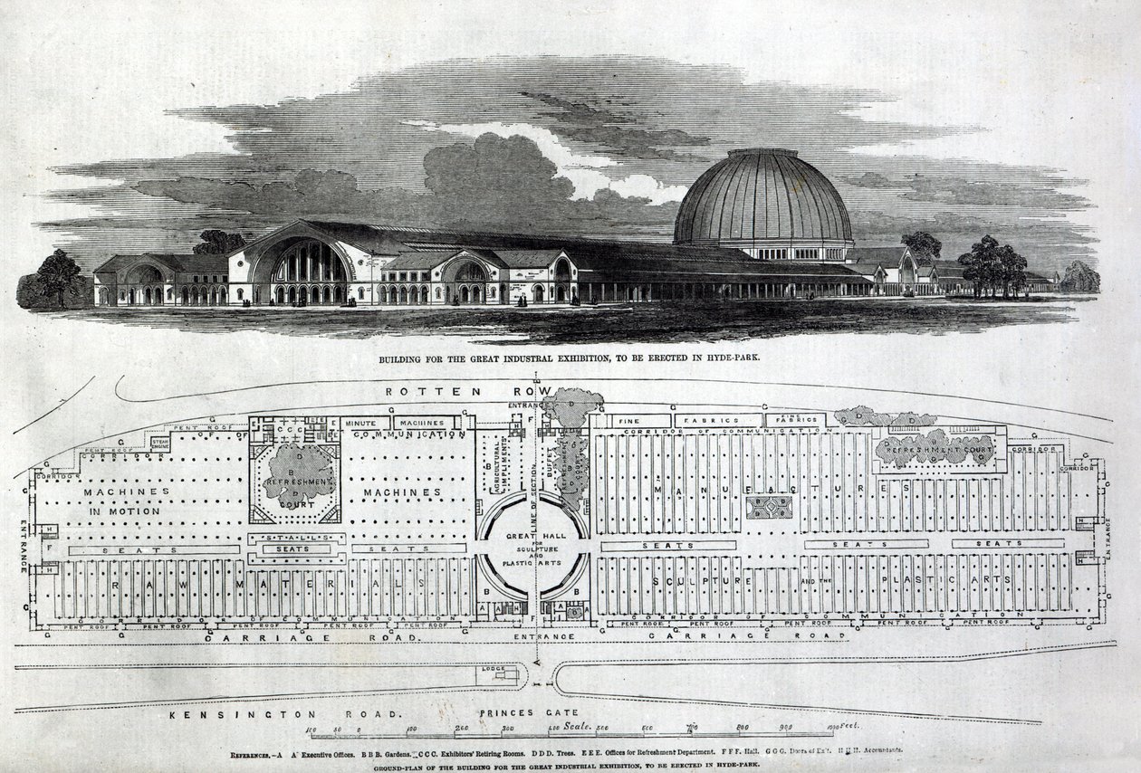 Gebouw voor de Grote Industriële Tentoonstelling, 1850 door English School