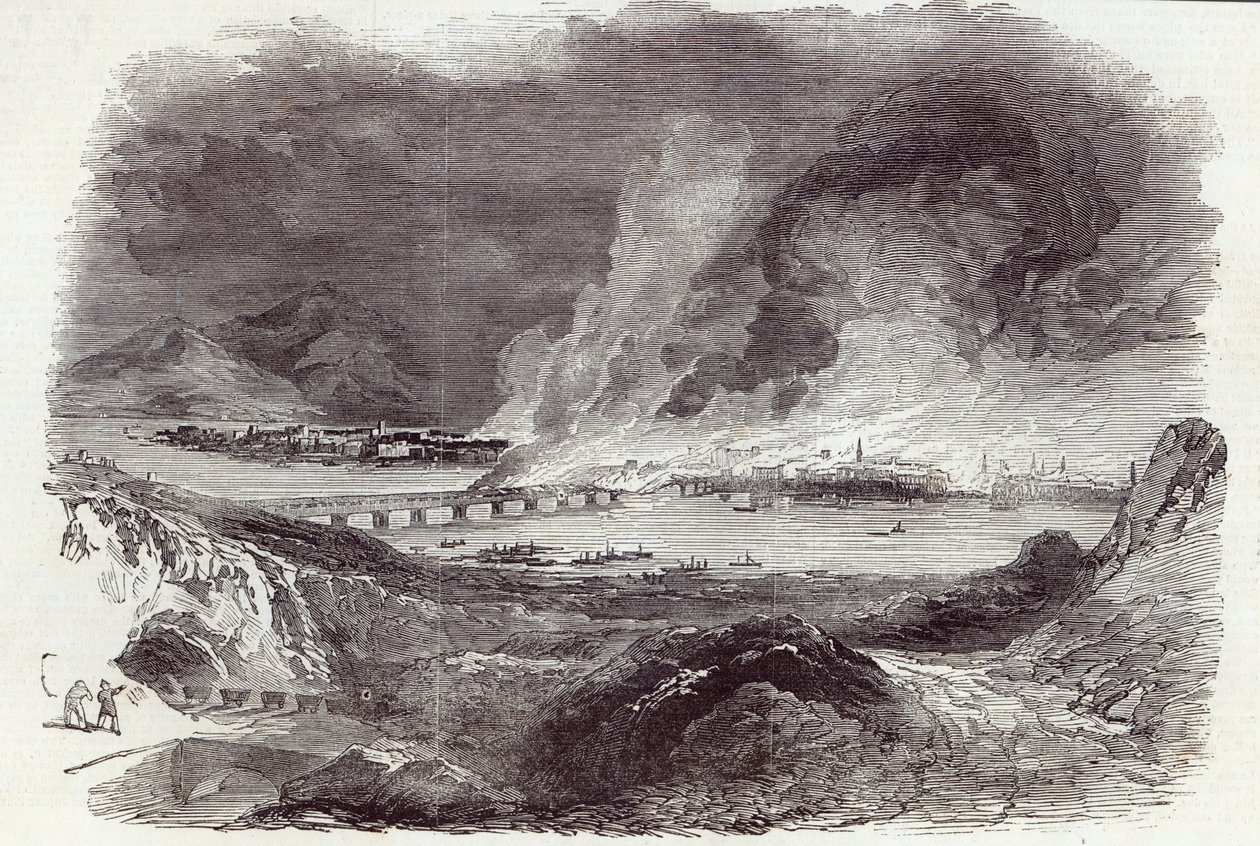 Grote brand in Pittsburgh, uit The Illustrated London News, 17 mei 1845 (gravure) door English School