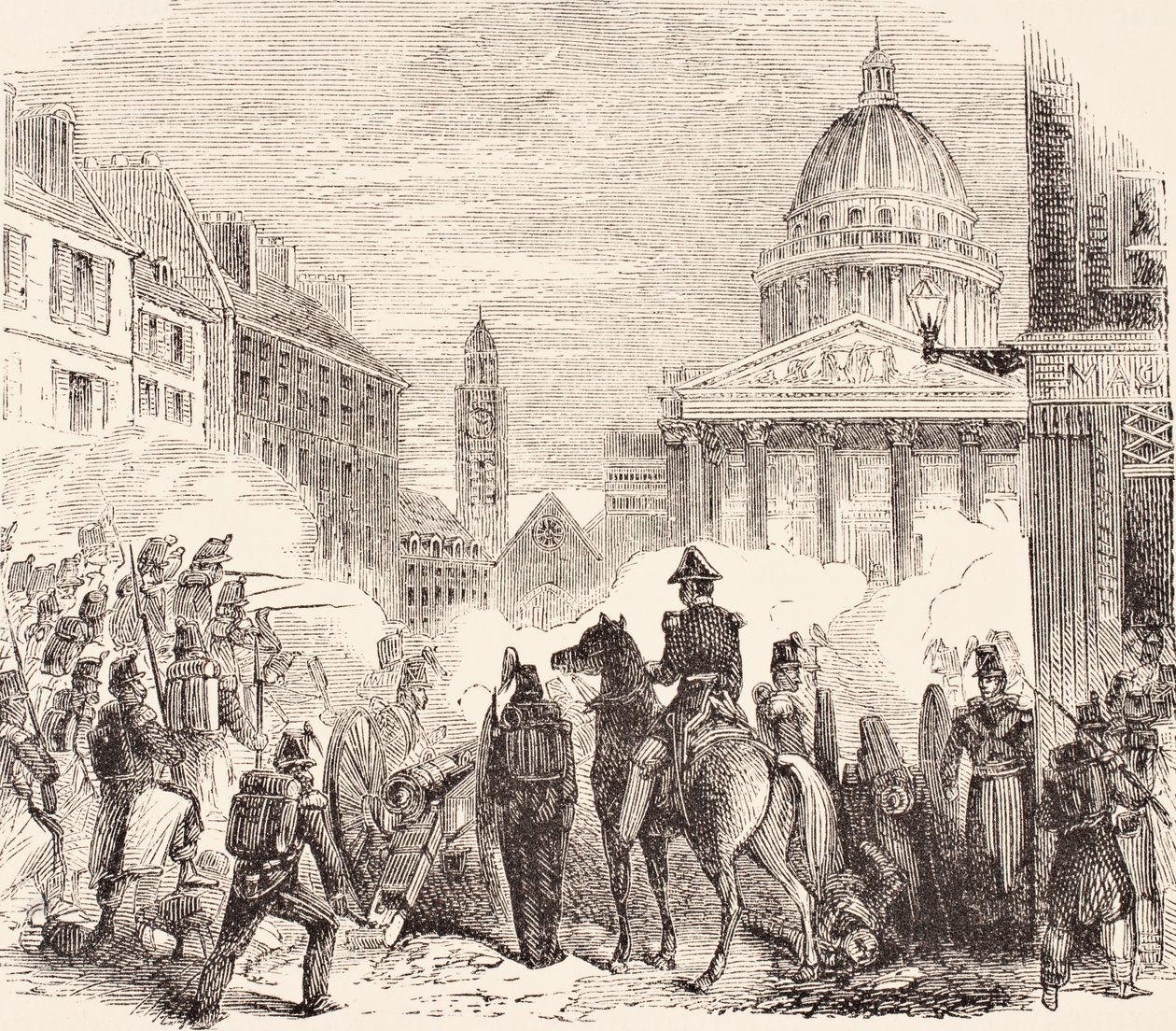 Incident bij het Pantheon, Parijs, tijdens de Franse arbeidersopstand 23-25 juni 1848, uit 