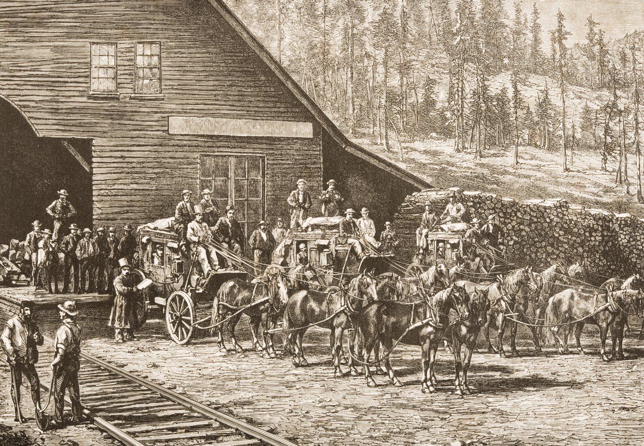 Reno Station aan de Central Pacific Railway, ca. 1870, uit 