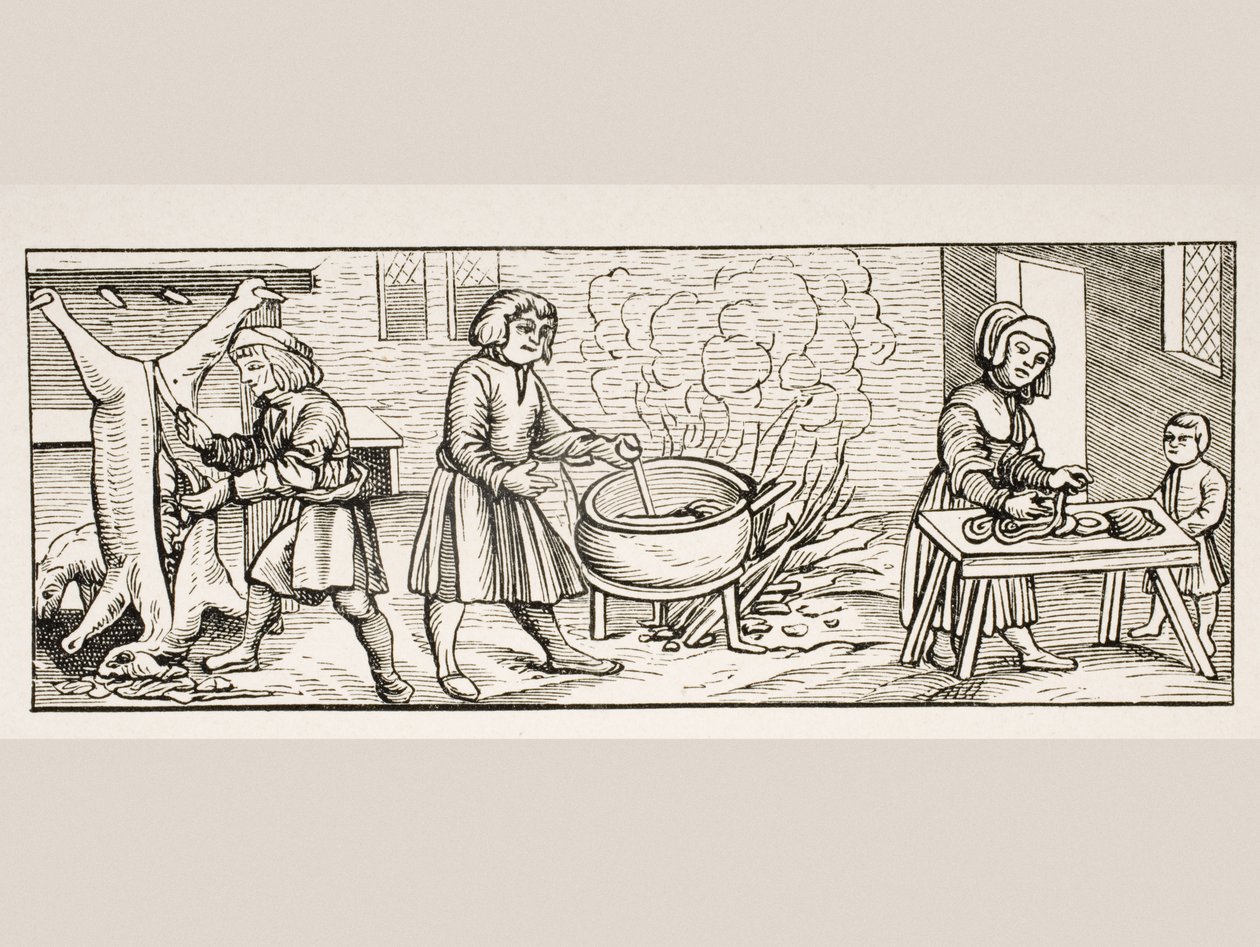 Interieur van een Keuken, naar een houtsnede in 
