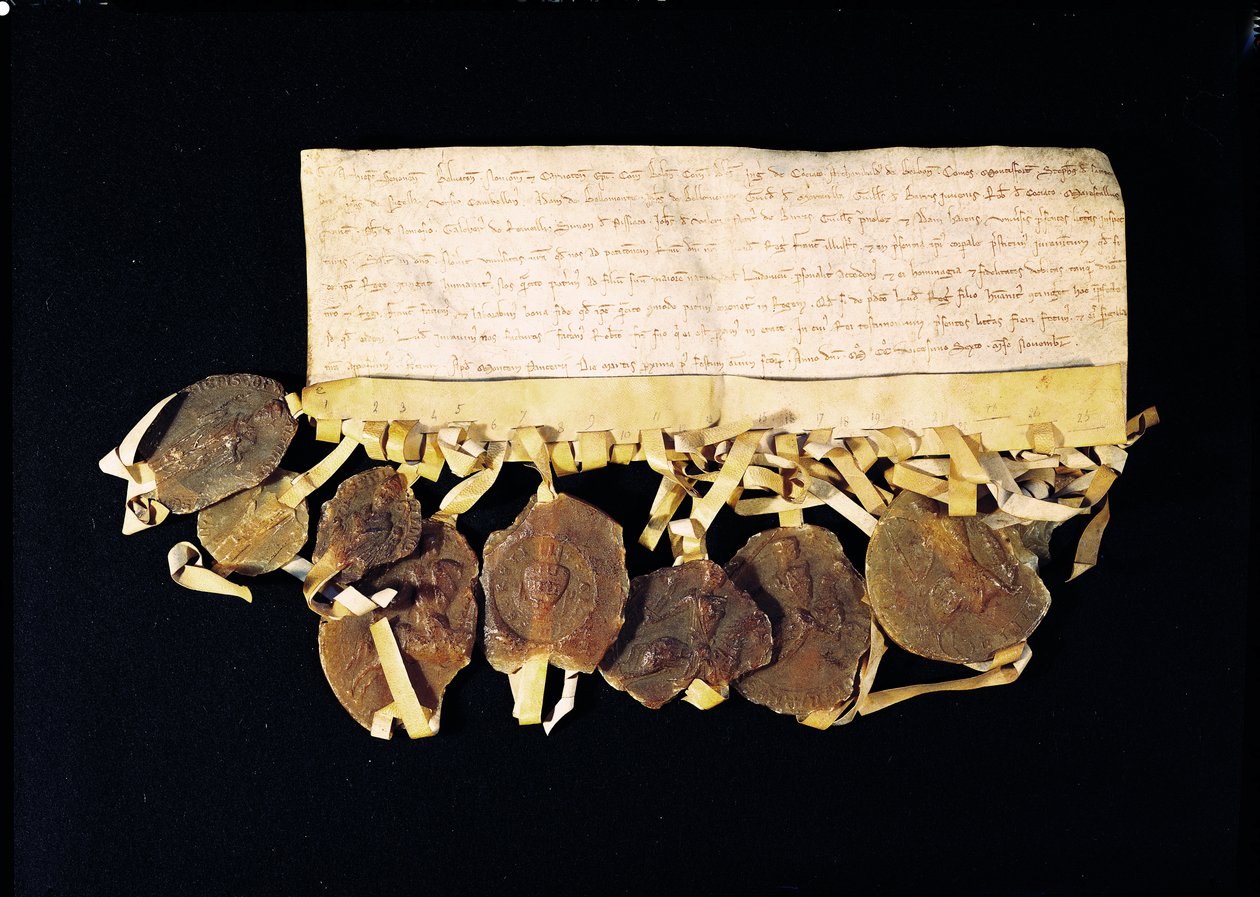 Brief van de prelaten en baronnen van de koning waarin zij beloven Lodewijk VIII (1187-1226) te erkennen dat zij zijn zoon, Lodewijk van Frankrijk, als koning zullen erkennen na zijn dood, 3 november 1226 door French School