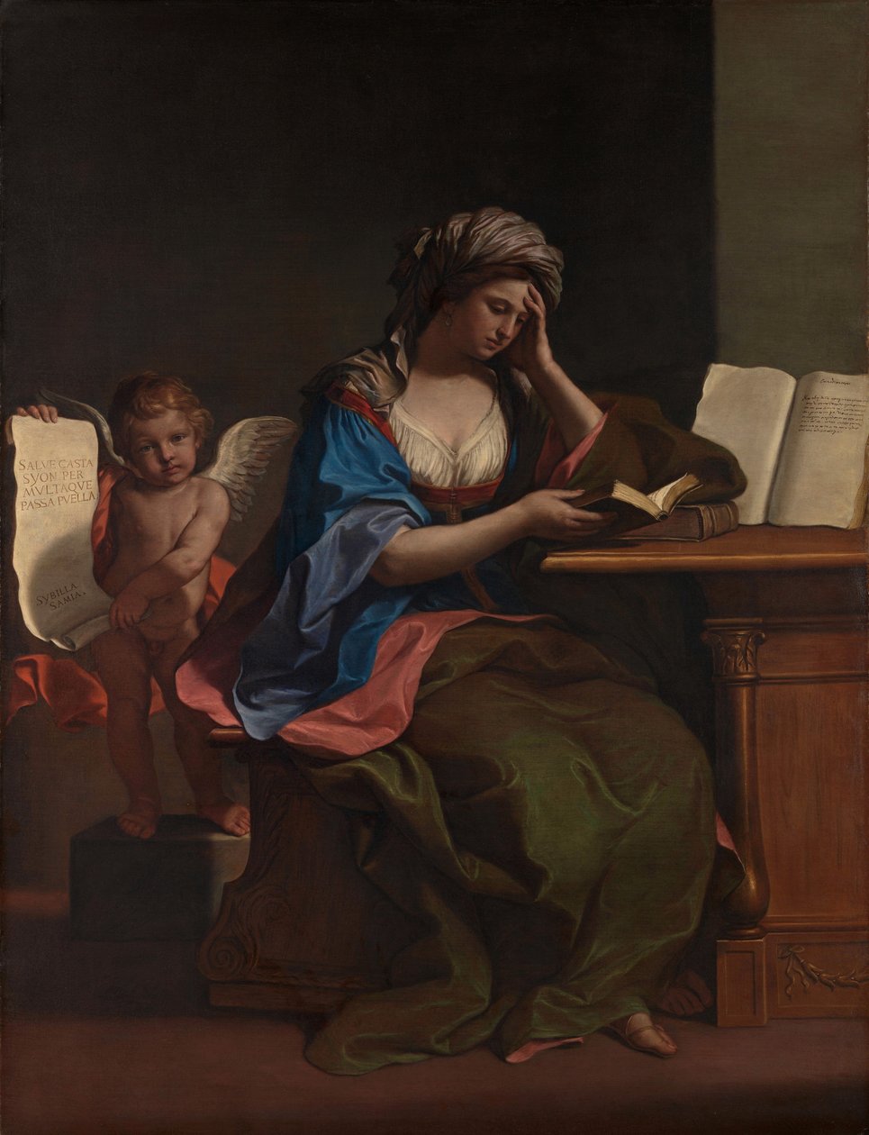 De Samische Sibylle met een putto door Guercino