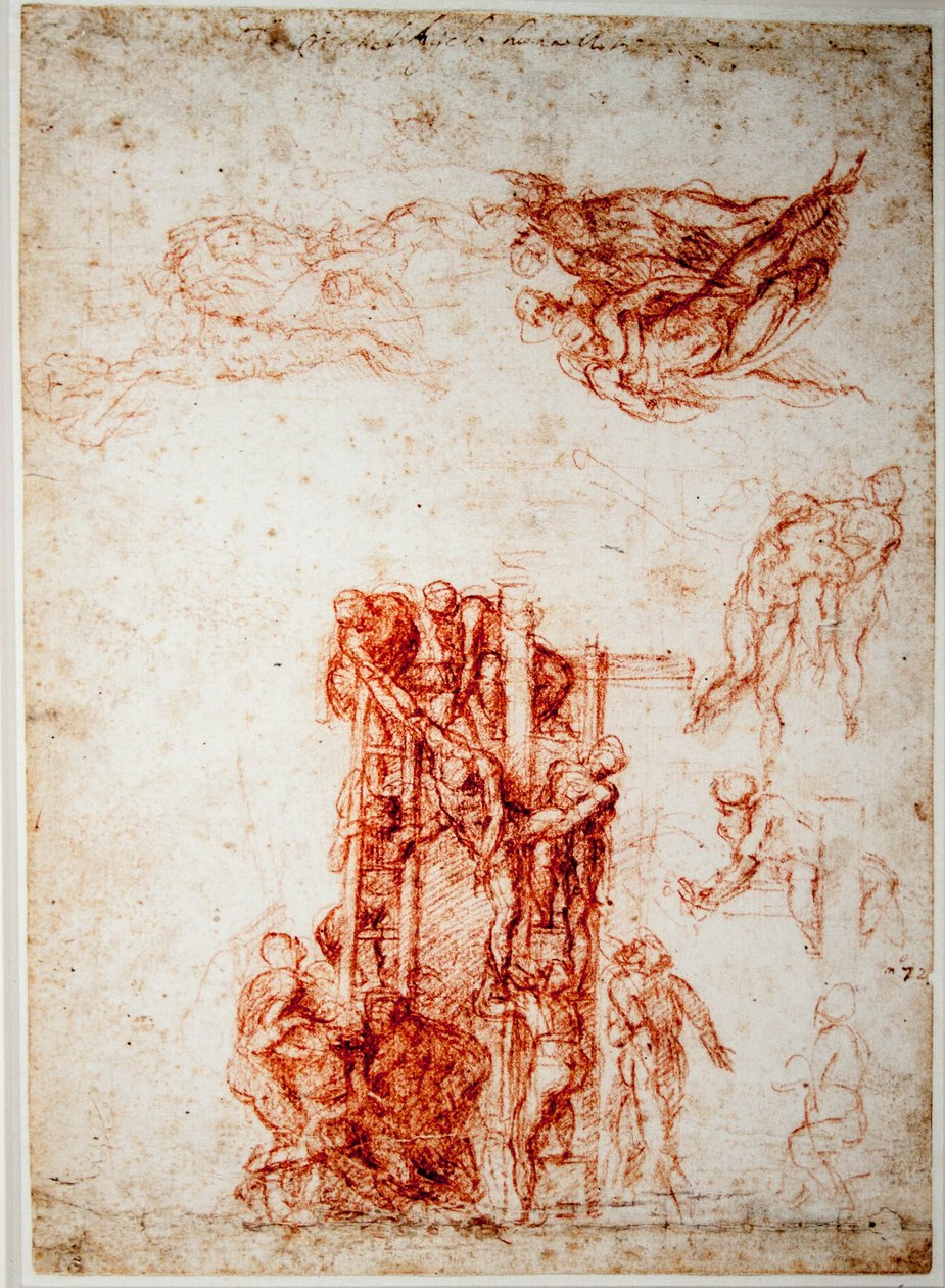 Studies voor een kruisafneming door Michelangelo Buonarroti