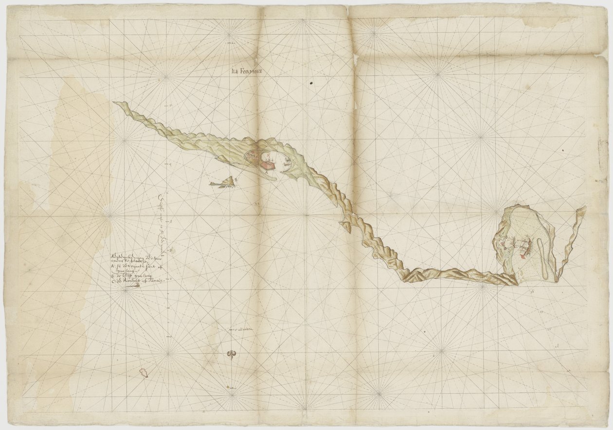 Kaart van het Spaanse fort in Tamsui, later van de VOC door Unbekannt Unbekannt