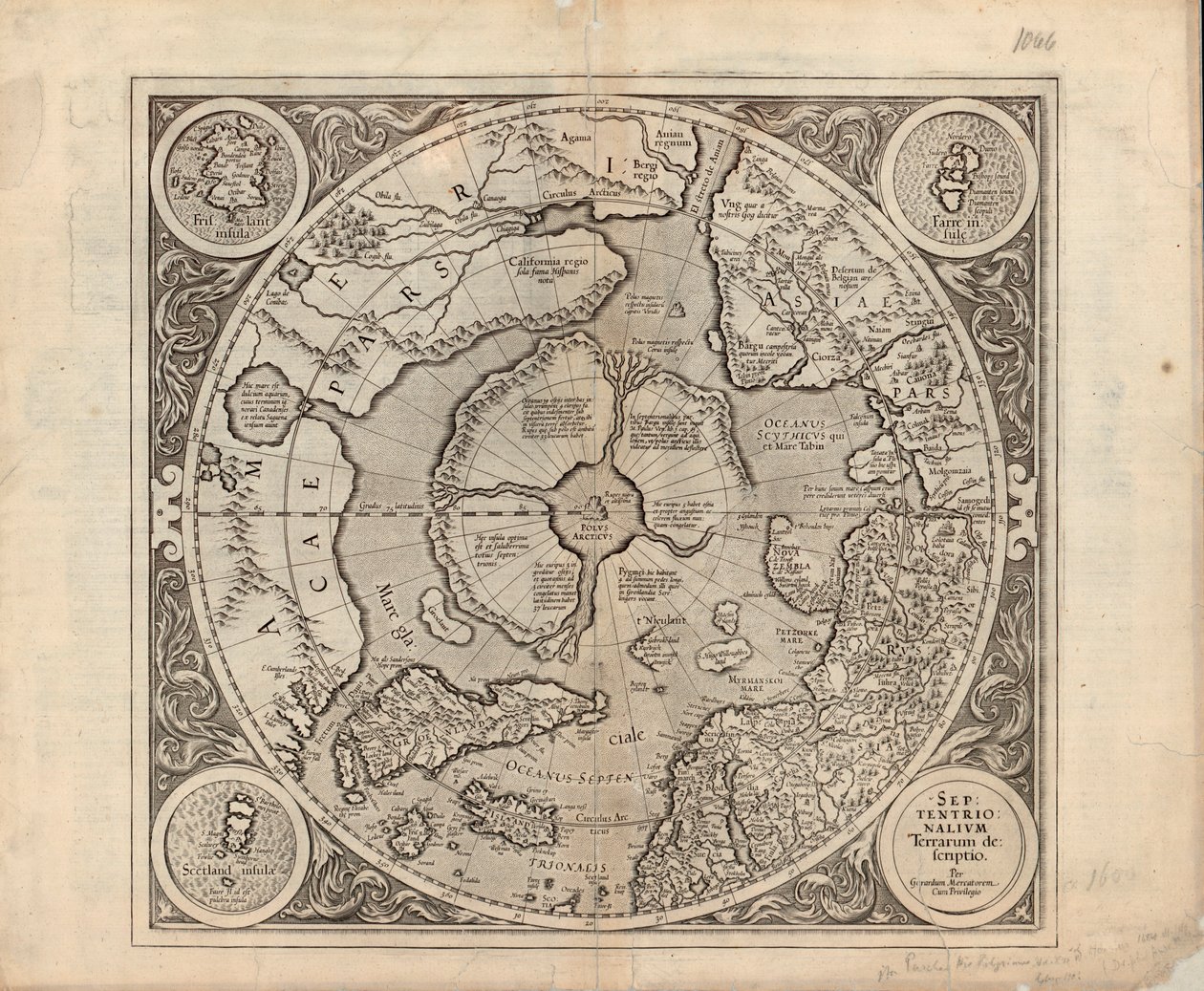 Kaart uitgegeven in (1628) en toont de Noordpool, Noordelijke gebieden door Unbekannt Unbekannt