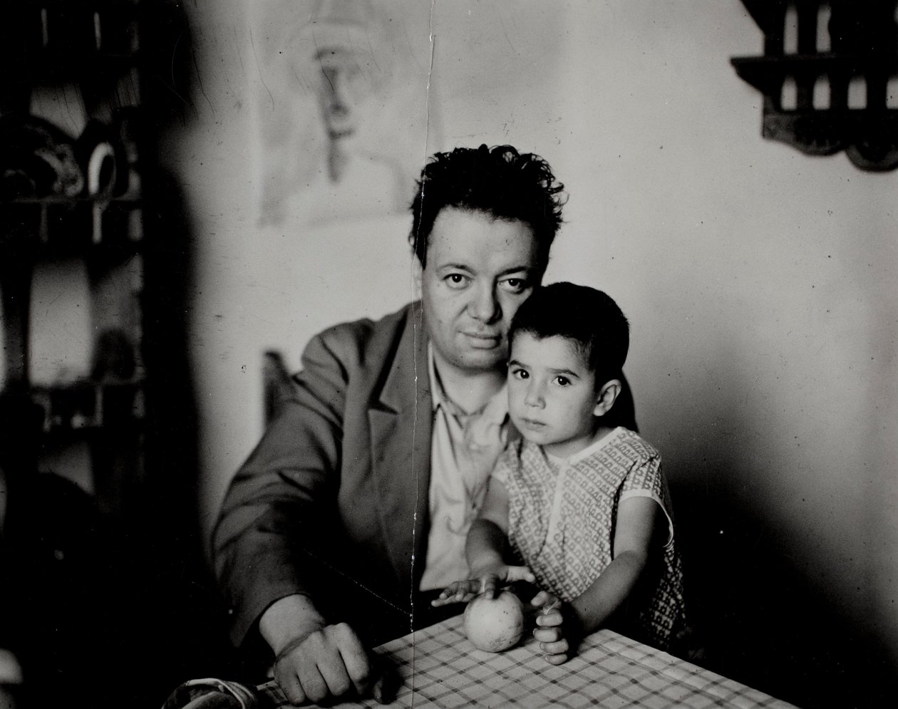 Diego Rivera en zijn dochter Guadalupe Rivera Marín door Unknown