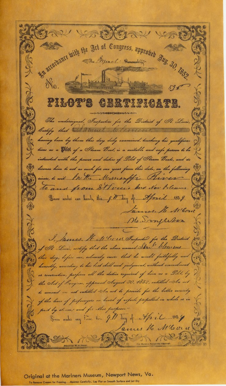 Facsimile reproductie van een stoombootpiloot door Unknown