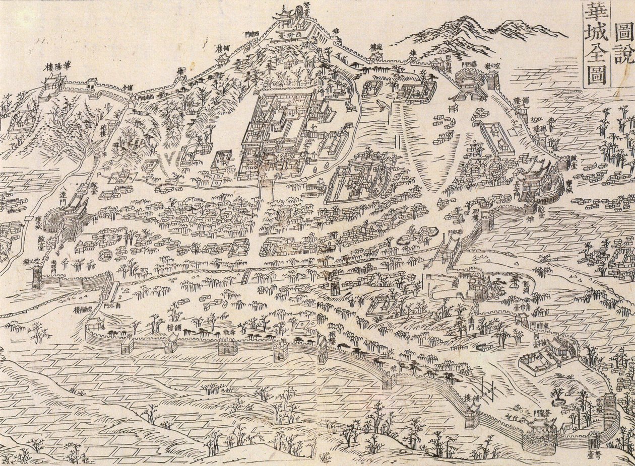 Militaire kaart van het Hwaseong-fort, uit de Hwaseong Uigwe door Unknown