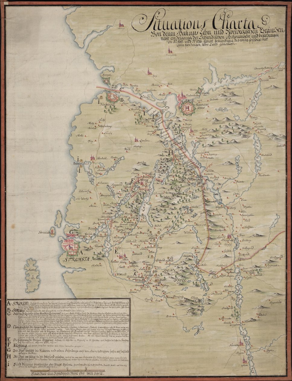 Situatiekaart van de Bahuus Lehn en Noorse grenzen door Unknown