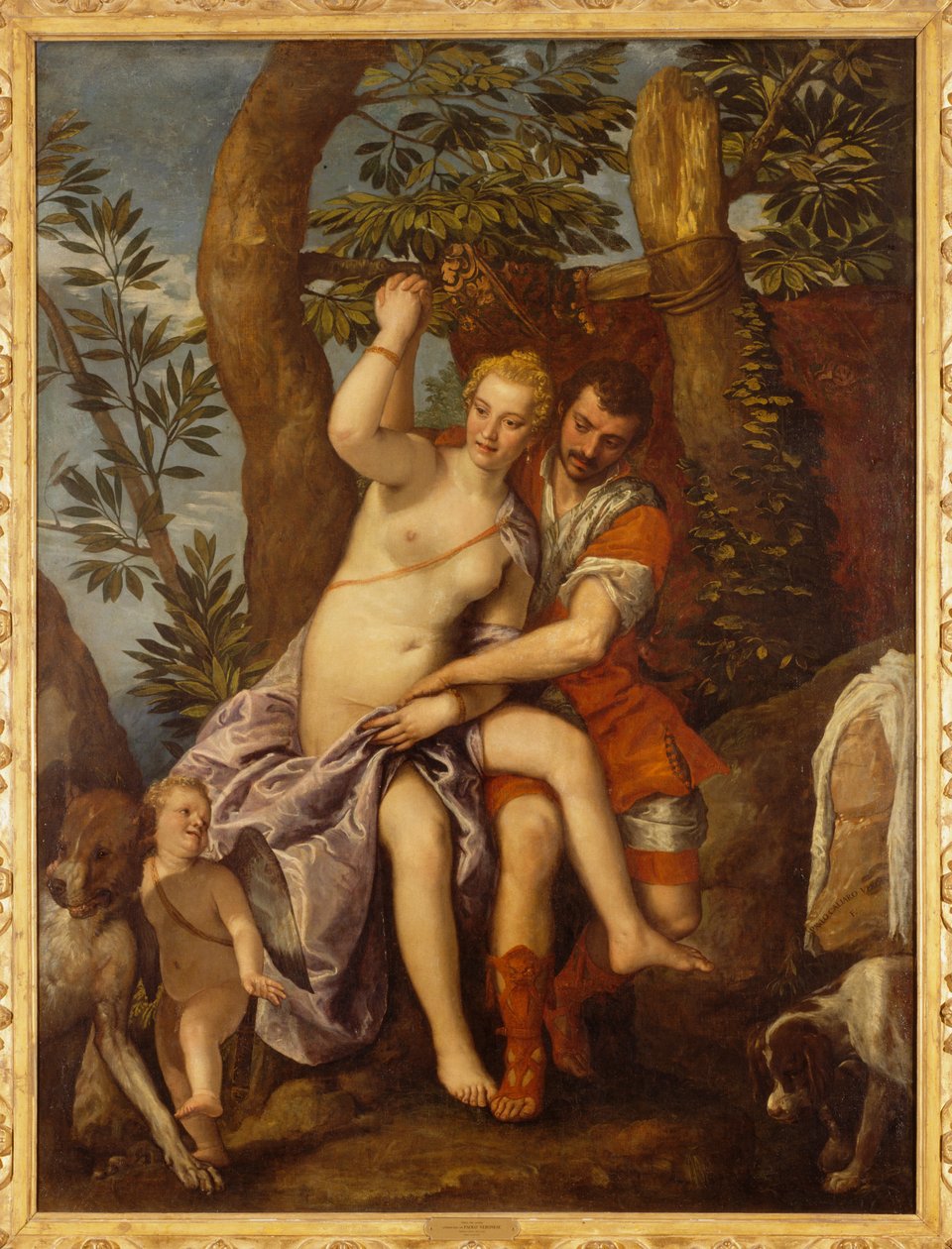 Venus en Adonis door (1528-88) (and studio) Veronese