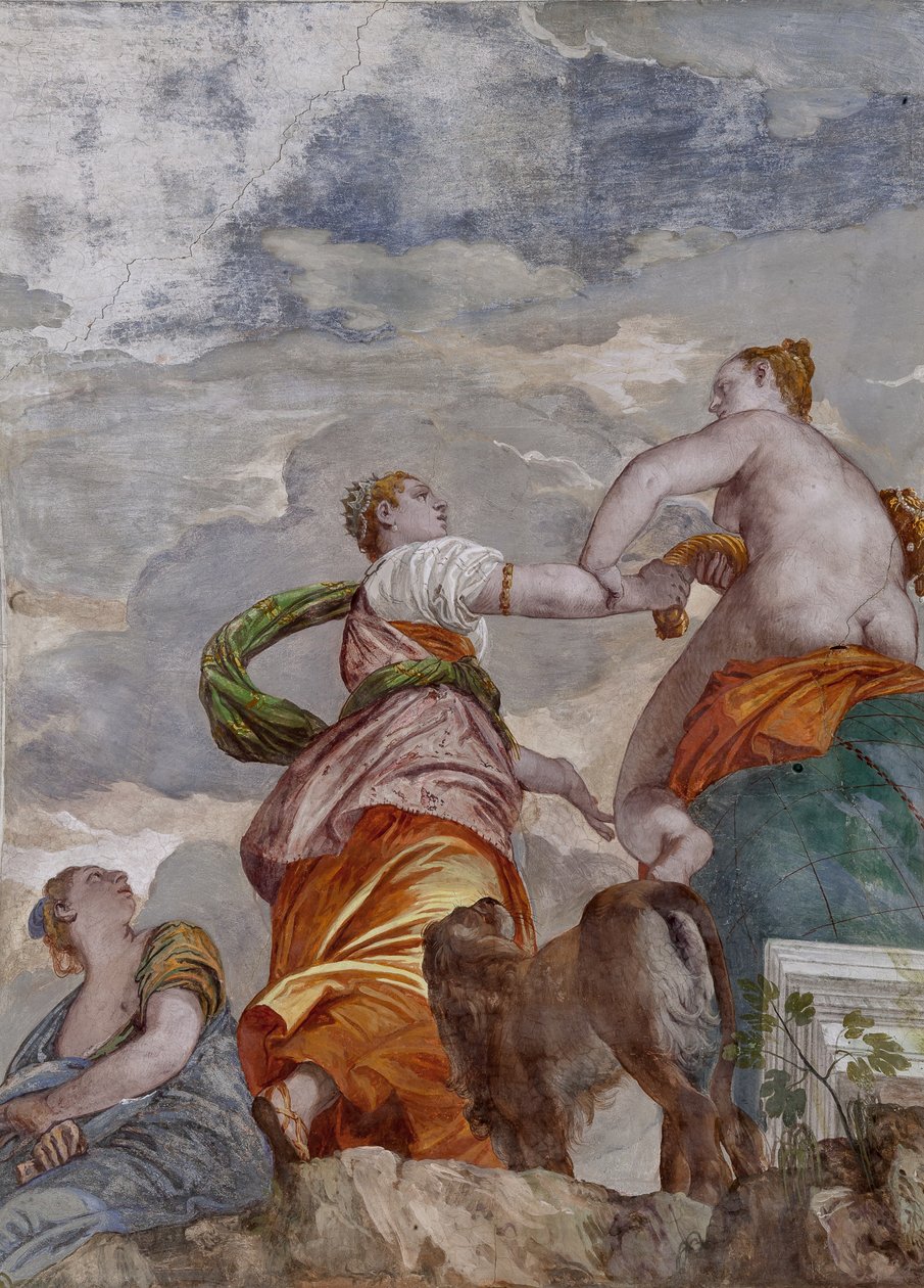 Fortuin, Ambitie en Afgunst, de Kamer van de kleine Hond (detail) door Veronese