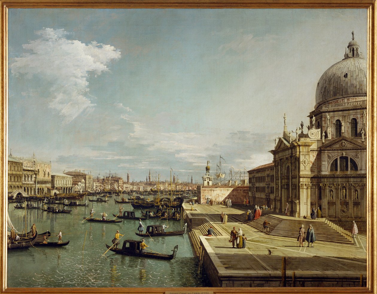 Toegang tot het Canal Grande en de kerk Maria Salute in Venetië (schilderij op canvas) door (1697-1768) Canaletto