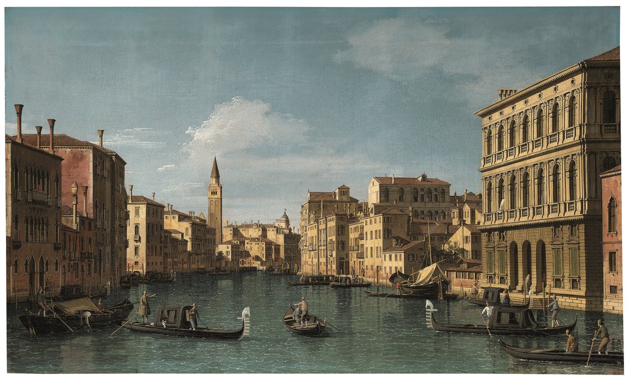 Het Canal Grande, Venetië, kijkend in noordwestelijke richting van de Ca