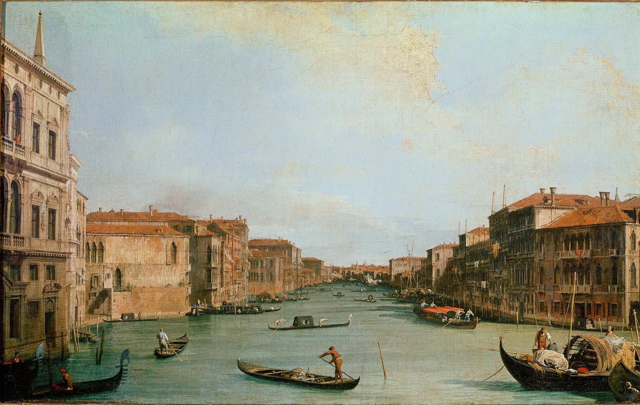 Het Grote Kanaal gezien vanaf het Palazzo Balbi (Il Canal Grande da Palazzo Balbi). Uitzicht op Venetië langs het kanaal. Schilderij door Giovanni Antonio Canal, bekend als Canaletto (1697-1768). Olieverf op doek. Dim: 45x73cm. Firenze, Galleria degli Uffi door Canaletto