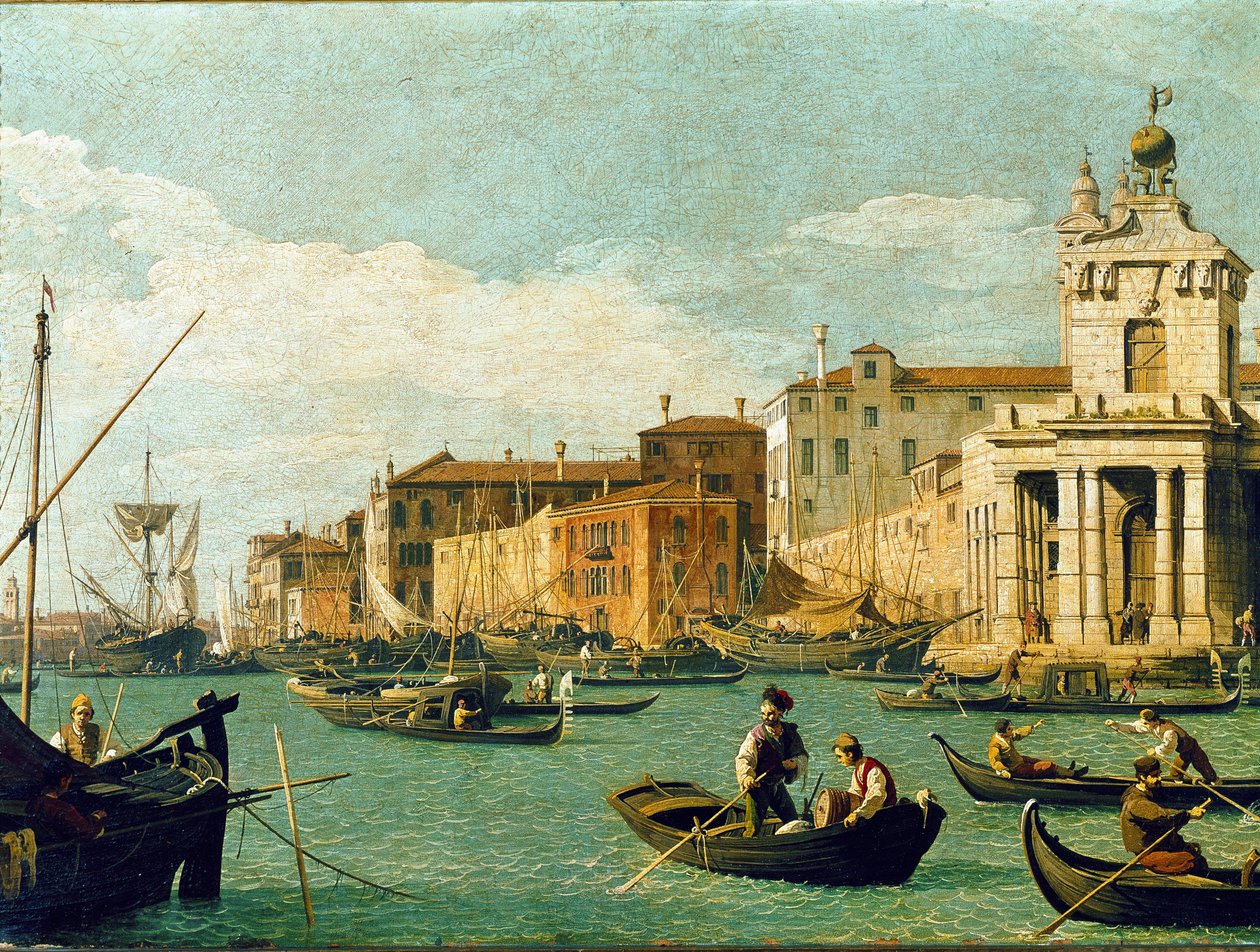 Punta della Dogana en Giudecca-kanaal, Venetië (olie op doek) door Canaletto