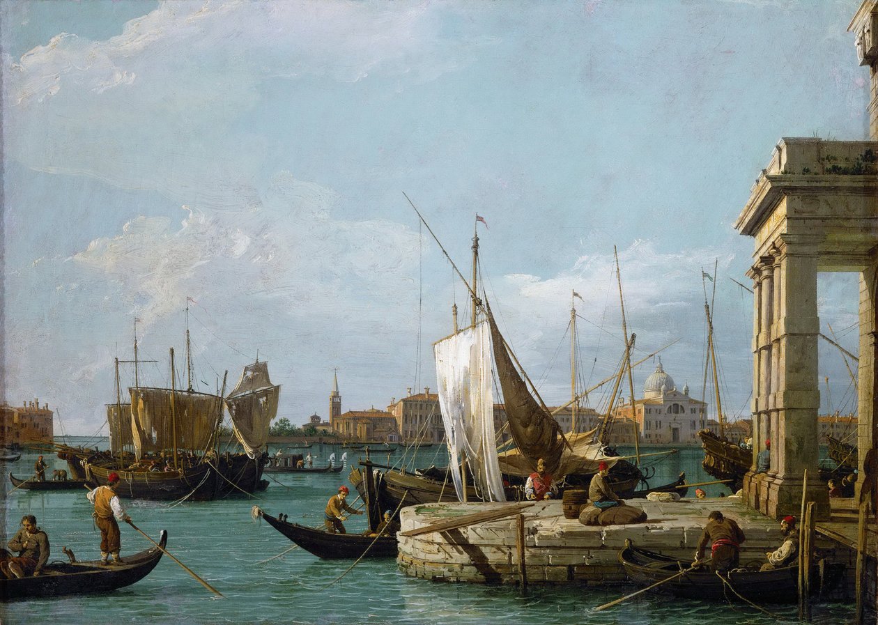 Rococo: Punta della Dogana (De Douane) in Venetië door Canaletto (1697-1768), ca. 1725 door Canaletto