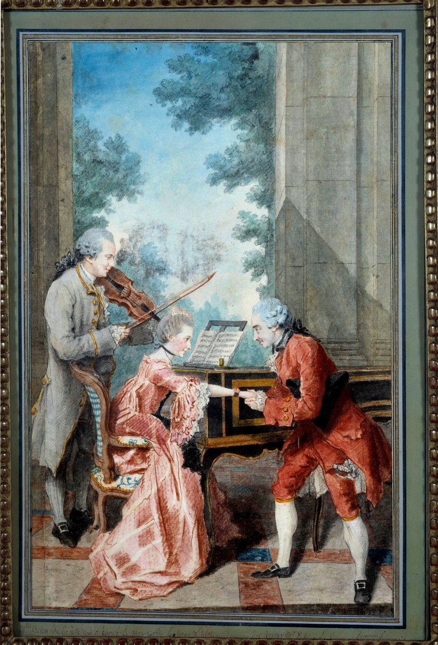 Een heer brengt hulde aan een jonge pianiste door Carmontelle