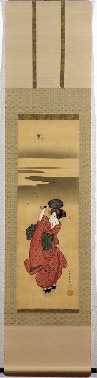 Jonge vrouw op jacht naar vuurvliegjes door (1777-1835) Toyokuni II