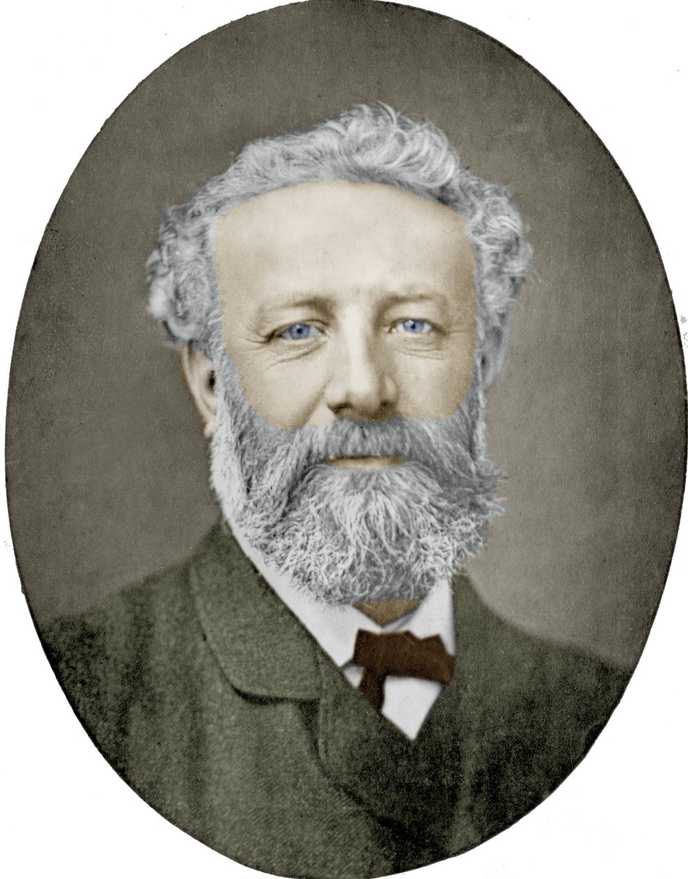 Jules Verne (1828-1905) Franse romanschrijver, foto door Nadar, ingekleurde afbeelding door (1820-1910) Nadar